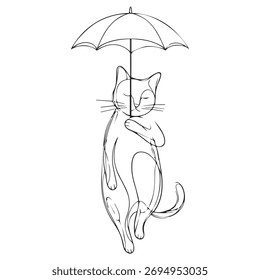 Ilustração de Contorno Vetor Cat Mínimo Abstrato