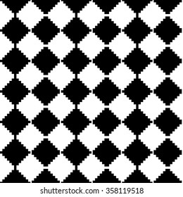 Abstract minimal checkered pattern with mosaic of squares. Monochrome repeatable  background.