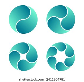 Abstract minimal circular designs isolated on white background. Vector illustration.