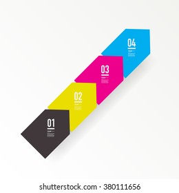 Abstract minimal CMYK color square text box design with numbers and your text can be used for workflow layout, number options, web design. 
Eps 10 stock vector illustration