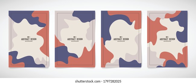 Abstract minimal color wavy shape design pattern brochure cover set template. Use for ad, poster, artwork, copy space of text. illustration vector eps10