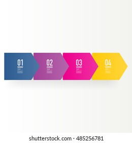 Abstract minimal colorful arrows text box design with numbers and your text can be used for workflow layout, number options, web design. 
Eps 10 stock vector illustration 