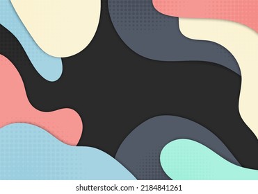 Abstract minimal colorful concept template design decorative. Overlapping artwork design template with wavy background. Vector