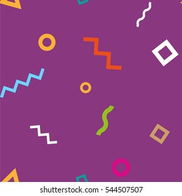 Abstract Minimal Colorful Geometric Shape Seamless Pattern With Squares Circles Triangles Lines Vector Illustration Background