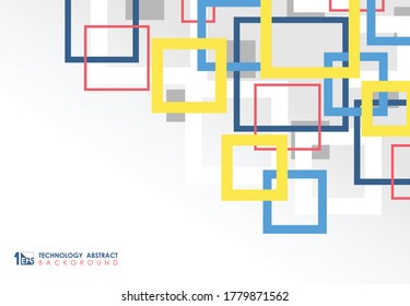 Abstract minimal colorful stroke line in business theme of square pattern design for cover background. Decorate for ad, poster, template design, artwork, print. illustration vector eps10