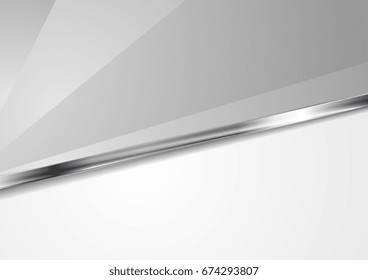 Abstract minimal corporate grey background with metal silver stripe. Vector tech design