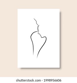 Abstract minimal couple faces line illustration. Minimalistic vector illustration. Vector EPS 10.