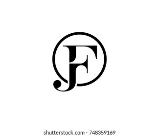 abstract, minimal and creative alphabet FJ,JF,F,J logo in a circle 