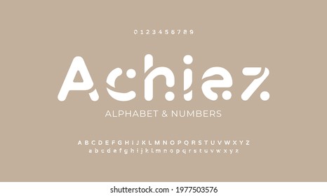 Abstract Minimal Creative Alphabet Fonts. Flat Twisted Regular Font With Dot.