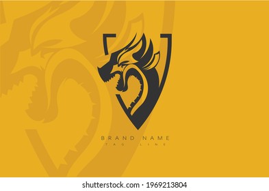 Abstract Minimal Creative Dragon logo, Gaming Dragon Vector