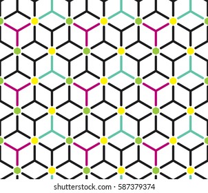 Abstract minimal cube neon lines pattern