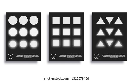 Abstract minimal design background with geometric figures for the banner, flyer, poster, brochure or other printing products. Vector illustration.