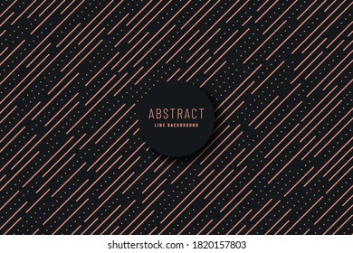 Abstract minimal design diagonal stripe and Lines dot pattern. Simple black and copper color texture. Design element for prints, web, template and textile pattern. Vector illustration