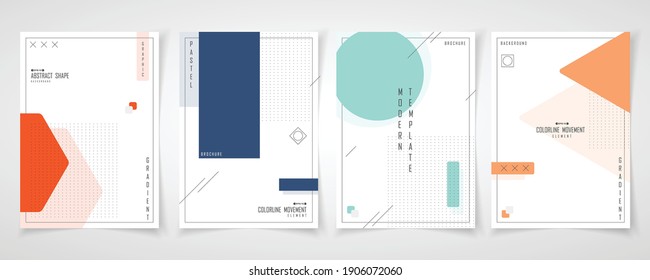 Abstract Minimal Design Of Set Brochure Geometric Pattern Template. Overlapping With Element Style Of Cover A4 Background. Illustration Vector 