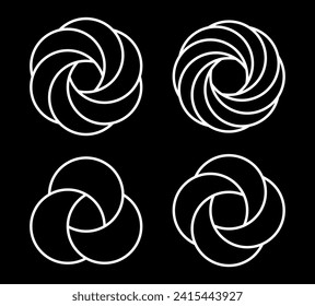 Abstract minimal designs isolated on black background. Vector illustration.