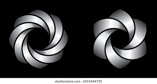 Abstract minimal designs isolated on black background. Vector illustration.