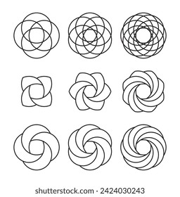 Resumen de diseños mínimos aislados en fondo blanco. Diseños de logotipo geométrico. Ilustración vectorial.