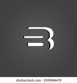 Abstract Minimal Digital Modern Missing 3D Alphabet B Letter Font Typography Creative Initial Vector Logo