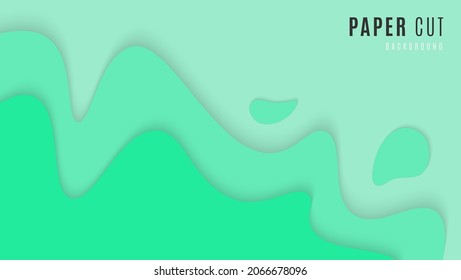 Abstract Minimal Dynamic Aqua Blue Waves Papercut Style Background