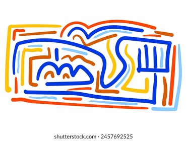 abstract Minimal elegant line brush stroke shapes and line in nude colors.