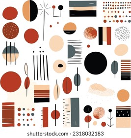 Abstract minimal element mid century vector set