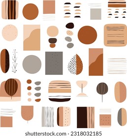 Abstract minimal element mid century vector set