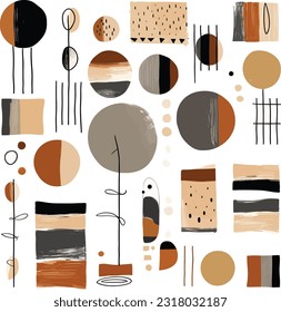 Abstract minimal element mid century vector set