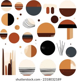 Abstract minimal element mid century vector set
