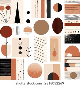 Abstract minimal element mid century vector set