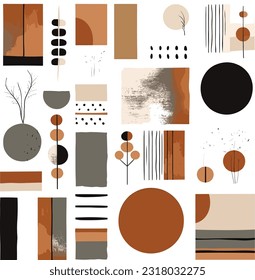 Abstract minimal element mid century vector set