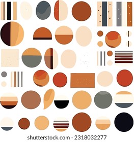 Abstract minimal element mid century vector set