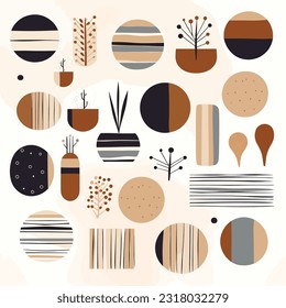 Abstract minimal element mid century vector set