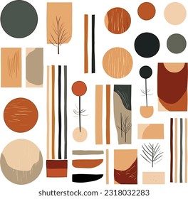 Abstract minimal element mid century vector set