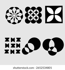 Abstract minimal element mid century vector set. Aesthetic contemporary stripe line art, geometric shape in monochrome. Art form design for wall art, decoration, wallpaper