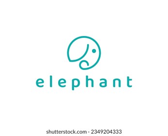 abstract minimal elephant line style logo design