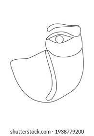 Abstract Minimal Face. One Line Art Portrait. Outline Face Silhouette. Woman in Mask. Medical Person wearing Respirator. Coronavirus Protection. Isolated Minimalist Avatar. Tattoo Vector Illustration.