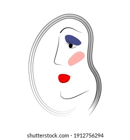 Abstract minimal faces.  line drawing of a face. Creative template in a trendy style with a one-line face portrait, vector