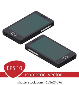 Abstract minimal flat black phone mockup template vector isometry