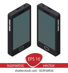 Abstract minimal flat black smartphone mock up template vector isometry