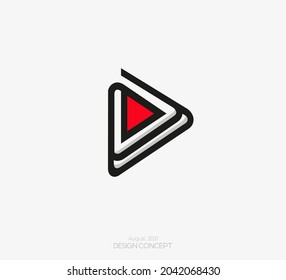 Abstract minimal flat media play button for icons and symbol isolated on white background.