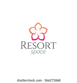 Abstract Minimal Flower  Resort Spa Logo icon, Isolated in White Background