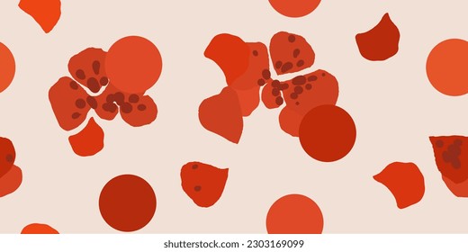 Abstract minimal flowers and dots pattern. Collage contemporary print. Fashionable template for design.