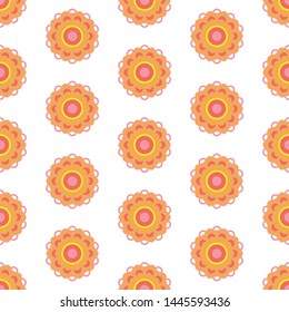 Abstract minimal flowers seamless pattern. Ethnic folk illustration for print, textile, design.