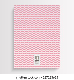 Abstract minimal flyer or book cover design with pink wave lines pattern background and your text 
Eps 10 stock vector illustration 