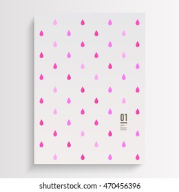 Abstract minimal flyer design with pink and magenta rain drops on simple white background 
Eps 10 stock vector illustration 