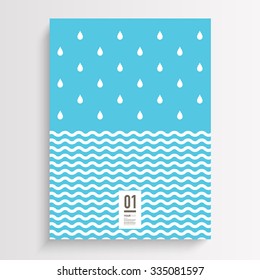 Abstract minimal flyer design with rain drops and wave lines background 
Eps 10 vector illustration 