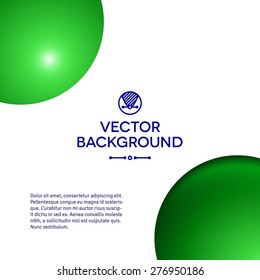 Abstract minimal frame with green balls and copy space.