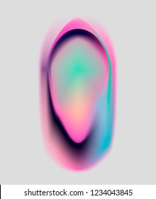 Abstract Minimal Futuristic Glitch Art Vector Illustration. Blurry Circle With Colorful Leaks, Color Field Painting. 