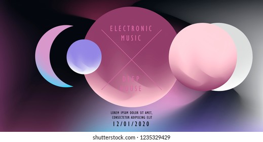 Abstract Minimal Futuristic Vector Illustration in Retrofuturistic/ Synthwave/ Vaporwave Style. Planet parade, Alchemic Geometric Composition. Music Event cover, flyer, template.