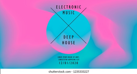 Abstract Minimal Futuristic Vector Illustration in Retrofuturistic/ Synthwave/ Vaporwave Style. Pink Circle on Blurred Gradient Background. Design Template for Party, Music Event.